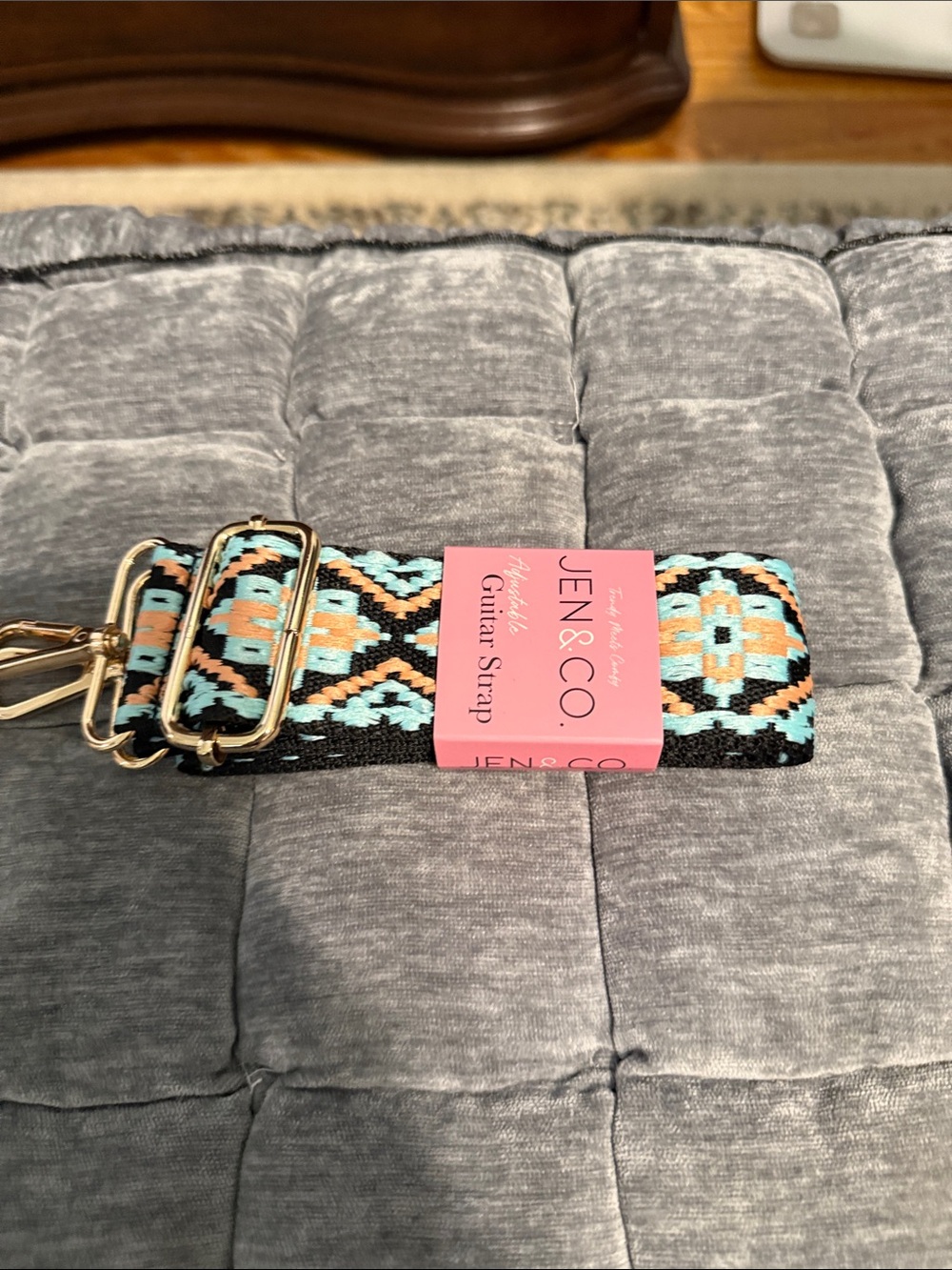 Women’s Black & Teal Patterned Guitar Pursr Strap